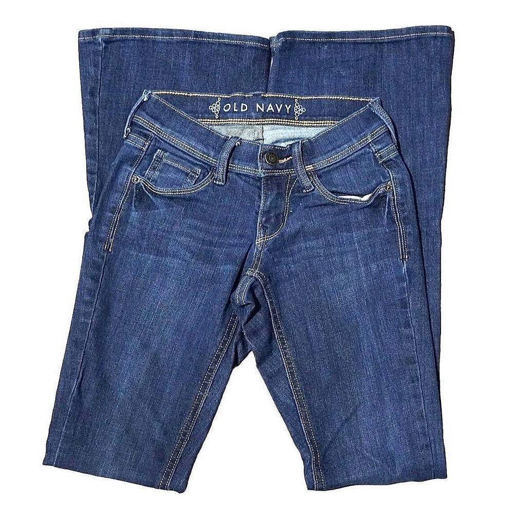 Y2K Old Navy Flare Jeans Women 0 Dark Wash Low Rise Stretch Denim 864814-00-1‎
